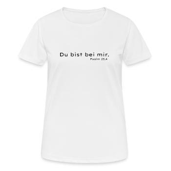 Bei mir Psalm 23,4 – Trostdesign - Frauen T-Shirt atmungsaktiv - Weiß - Vorne - AI Model Female 172 dark (172cm)