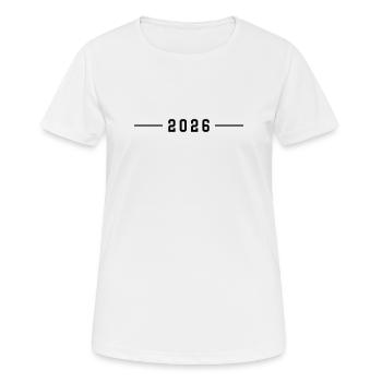 2026 Strich - Frauen T-Shirt atmungsaktiv - Weiß - Vorne - AI Model Female 172 dark (172cm)