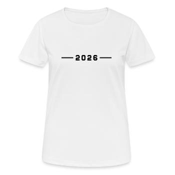 2026 Strich - Frauen T-Shirt atmungsaktiv - Weiß - Vorne - AI Model Female 172 dark (172cm)
