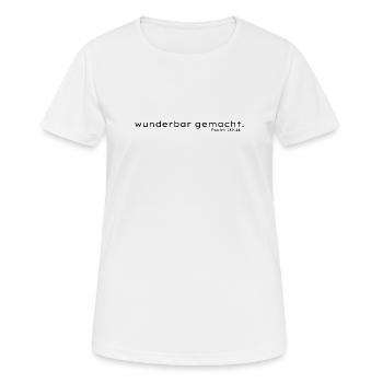 Wunderbar Gemacht Typo Shirt - Frauen T-Shirt atmungsaktiv - Weiß - Vorne - AI Model Female 172 dark (172cm)