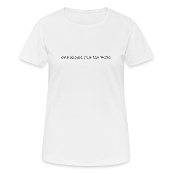 Les chats devraient dominer le monde - T-shirt respirant Femme - blanc - Devant - AI Model Female 172 dark (172cm)