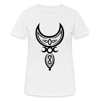 Halbmond mit kleiner Göttin, Pagan Art - T-shirt respirant Femme - blanc - Devant - AI Model Female 172 dark (172cm)