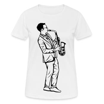 Saxophonist - Frauen T-Shirt atmungsaktiv - Weiß - Vorne - AI Model Female 172 dark (172cm)