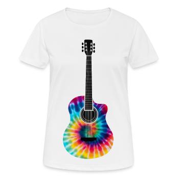 Multi-Colored Tie Dye Guitar Design - Women's Breathable T-Shirt - white - Front - AI Model Female 172 dark (172cm)