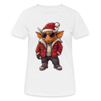 Dinosaure tricératops Noël hiver - T-shirt respirant Femme - blanc - Devant - AI Model Female 172 dark (172cm)