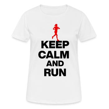RESTE CALME ET COURS ! JOGGING RACING SPORT FIT noir - T-shirt respirant Femme - blanc - Devant - AI Model Female 172 dark (172cm)