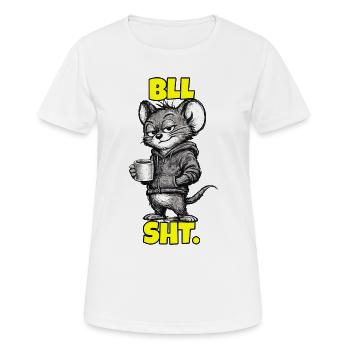 BLL SHT. – Maus mit Kaffee (Sarkasmus) - Frauen T-Shirt atmungsaktiv - Weiß - Vorne - AI Model Female 172 dark (172cm)