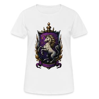 Licorne dans le bouclier : blason fantastique - T-shirt respirant Femme - blanc - Devant - AI Model Female 172 dark (172cm)