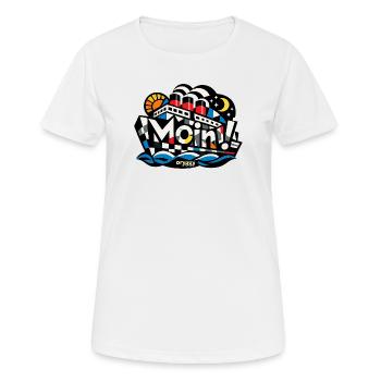 Moin! Schiff Op-Art Design Maritim oryggy - Frauen T-Shirt atmungsaktiv - Weiß - Vorne - AI Model Female 172 dark (172cm)