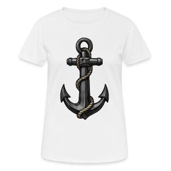 Klassischer Anker mit Seil - Frauen T-Shirt atmungsaktiv - Weiß - Vorne - AI Model Female 172 dark (172cm)