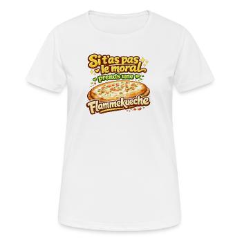 Si t'as pas le moral Flammekueche Alsace tshirt - T-shirt respirant Femme - blanc - Devant - AI Model Female 172 dark (172cm)