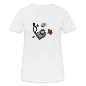 Vintage Camera with Flowers - Women's Breathable T-Shirt - white - Front - AI Model Female 172 dark (172cm)