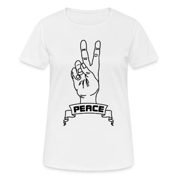 Gestes de la main paix avec paix texte - T-shirt respirant Femme - blanc - Devant - AI Model Female 172 dark (172cm)