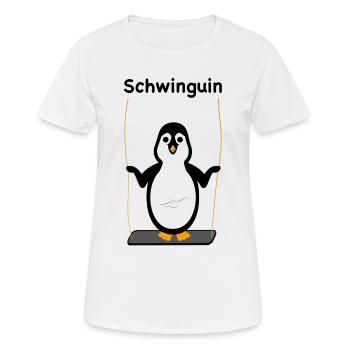 Schwinguin - Pinguin auf Schaukel - Frauen T-Shirt atmungsaktiv - Weiß - Vorne - AI Model Female 172 dark (172cm)
