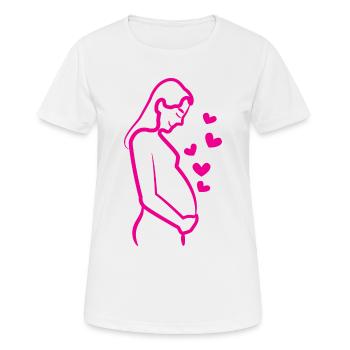 Babybauch Mutter Schwanger Schwangerschaft Herz - Frauen T-Shirt atmungsaktiv - Weiß - Vorne - AI Model Female 172 dark (172cm)