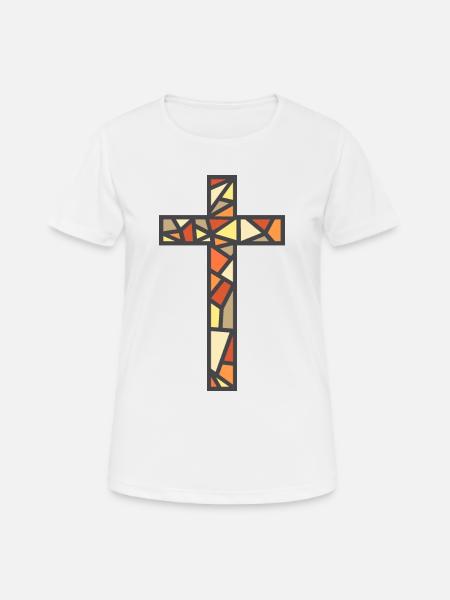 Stained Glass Cross - Women's Breathable T-Shirt - white