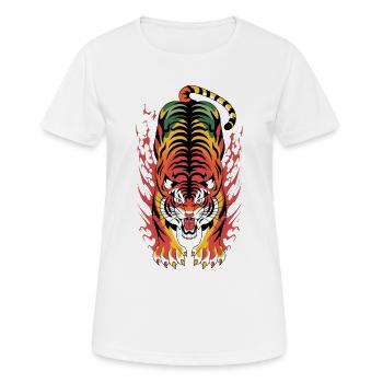Blazing Tiger Flame Splash - Women's Breathable T-Shirt - white - Front - AI Model Female 172 dark (172cm)