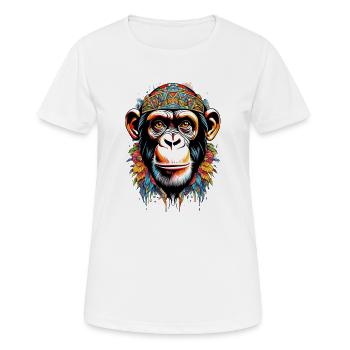 Portrait de singe coloré avec motif tribal - T-shirt respirant Femme - blanc - Devant - AI Model Female 172 dark (172cm)