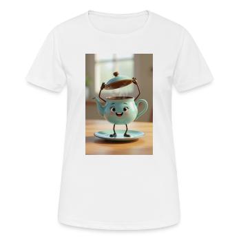 Tirelire théière chérie cartoon - T-shirt respirant Femme - blanc - Devant - AI Model Female 172 dark (172cm)