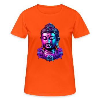 Neon Buddha Blossom Aura - Women's Breathable T-Shirt - neon orange - Front - AI Model Female 172 dark (172cm)