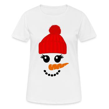 Bonhomme de neige au chapeau rouge - T-shirt respirant Femme - blanc - Devant - AI Model Female 172 dark (172cm)