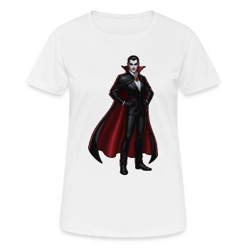 Dracula-Stil Frost mit rotem Cape-Cosplay - Frauen T-Shirt atmungsaktiv - Weiß - Vorne - AI Model Female 172 dark (172cm)