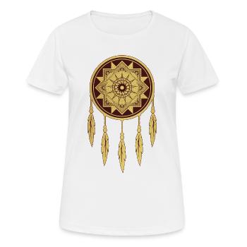 Amulette d’art des lignes géométriques - T-shirt respirant Femme - blanc - Devant - AI Model Female 172 dark (172cm)