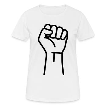 Faust Widerstand Protest Outline - Frauen T-Shirt atmungsaktiv - Weiß - Vorne - AI Model Female 172 dark (172cm)