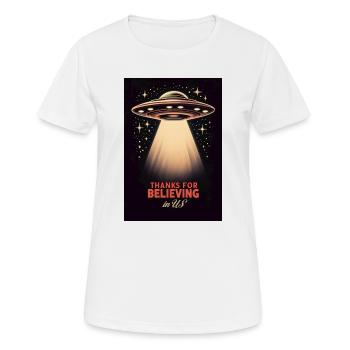 Merci de croire - T-shirt respirant Femme - blanc - Devant - AI Model Female 172 dark (172cm)