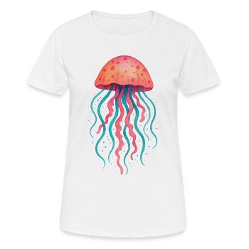 Neon Jellyfish Watercolor - Women's Breathable T-Shirt - white - Front - AI Model Female 172 dark (172cm)
