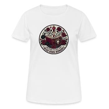 Dunkle Romantik: Rose, Schwert, Buch - Frauen T-Shirt atmungsaktiv - Weiß - Vorne - AI Model Female 172 dark (172cm)