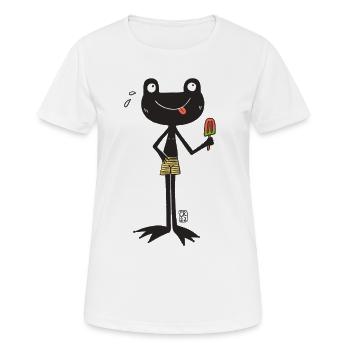 Grenouille avec glace - T-shirt respirant Femme - blanc - Devant - AI Model Female 172 dark (172cm)