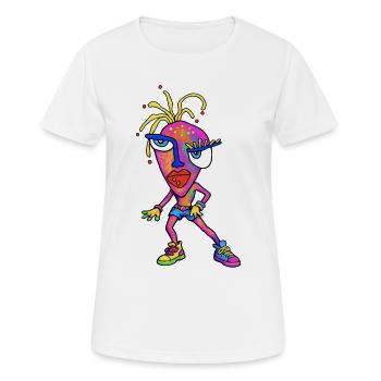 Portrait de dessin animé néon sauvage - T-shirt respirant Femme - blanc - Devant - AI Model Female 172 dark (172cm)