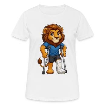 Löwenheld mit Krücken - Frauen T-Shirt atmungsaktiv - Weiß - Vorne - AI Model Female 172 dark (172cm)