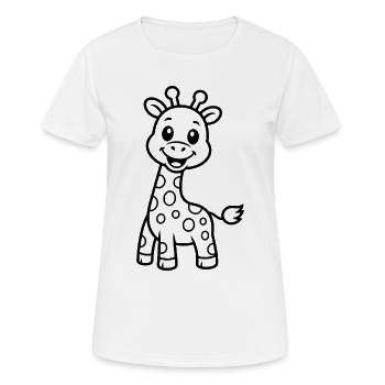Cute Giraffe Kids Animal Motif - Women's Breathable T-Shirt - white - Front - AI Model Female 172 dark (172cm)