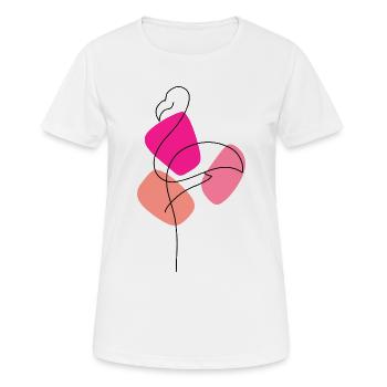 Lineart Flamingo with color background - Women's Breathable T-Shirt - white - Front - AI Model Female 172 dark (172cm)