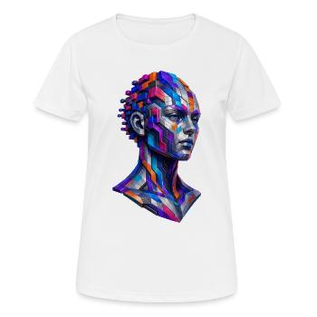 Futuristic Android – Geometric AI Art - Women's Breathable T-Shirt - white - Front - AI Model Female 172 dark (172cm)