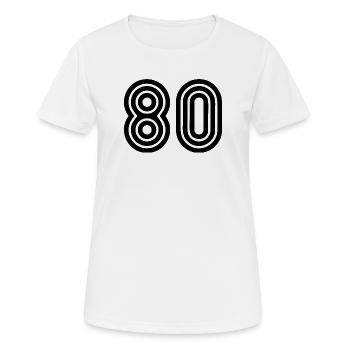 80. 80 YEARS. 80th ANNIVERSARY. 80TH BIRTHDAY. - Women's Breathable T-Shirt - white - Front - AI Model Female 172 dark (172cm)