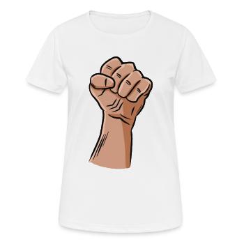 Poing / Poing levé / Révolution / Défi - T-shirt respirant Femme - blanc - Devant - AI Model Female 172 dark (172cm)