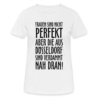 Die Frauen aus Düsseldorf - Frauen T-Shirt atmungsaktiv - Weiß - Vorne - AI Model Female 172 dark (172cm)