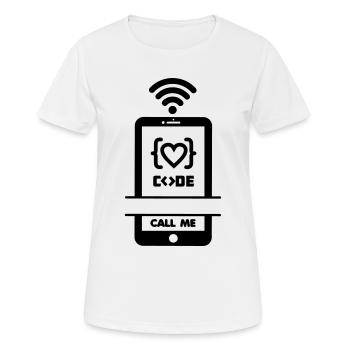Codiste Appelez-moi code téléphone coeur - T-shirt respirant Femme - blanc - Devant - AI Model Female 172 dark (172cm)