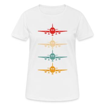 Aviation Avion Volant Compagnie aérienne Pilote d’époque - T-shirt respirant Femme - blanc - Devant - AI Model Female 172 dark (172cm)