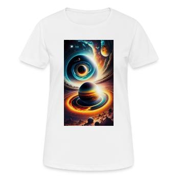 Univers avec planète - T-shirt respirant Femme - blanc - Devant - AI Model Female 172 dark (172cm)