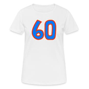 60. 60 ANS. 60e ANNIVERSAIRE. ANNIVERSAIRE 60 ANS. - T-shirt respirant Femme - blanc - Devant - AI Model Female 172 dark (172cm)