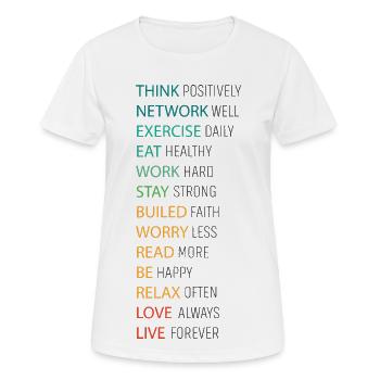 POSITIV DENKEN - Frauen T-Shirt atmungsaktiv - Weiß - Vorne - AI Model Female 172 dark (172cm)