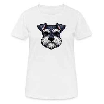 Pixelhunde Schnauzerporträt im Retro-Stil - Frauen T-Shirt atmungsaktiv - Weiß - Vorne - AI Model Female 172 dark (172cm)