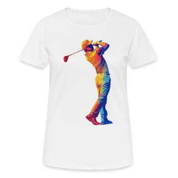 Regenbogen Golfer Swing - Frauen T-Shirt atmungsaktiv - Weiß - Vorne - AI Model Female 172 dark (172cm)