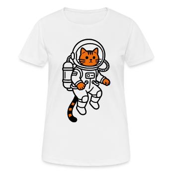 Katze im Weltraum - Frauen T-Shirt atmungsaktiv - Weiß - Vorne - AI Model Female 172 dark (172cm)