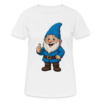 Blauer Gartenzwerg Daumenhoch - Frauen T-Shirt atmungsaktiv - Weiß - Vorne - AI Model Female 172 dark (172cm)