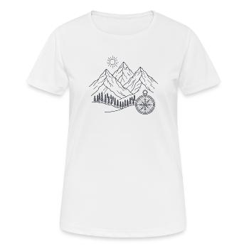 Mountain Landscape Compass - Women's Breathable T-Shirt - white - Front - AI Model Female 172 dark (172cm)
